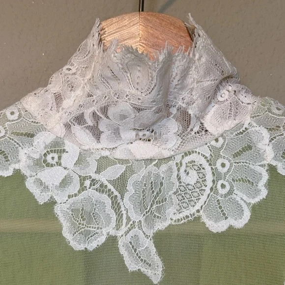 Free People x We Are HAH Lime Green Cream Lace Sheer Bodysuit NWT Size Small
